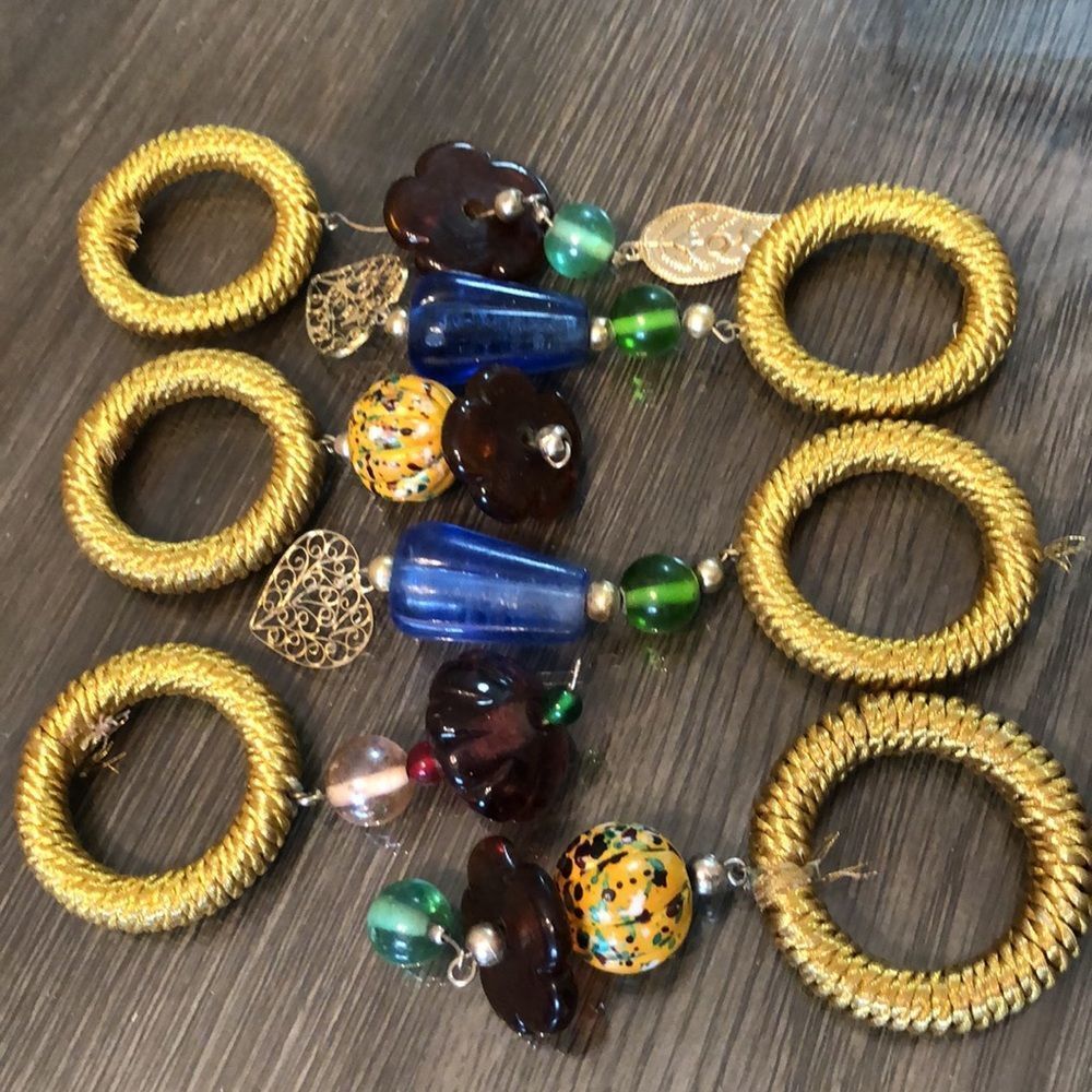Vintage napkin rings with large glass beads